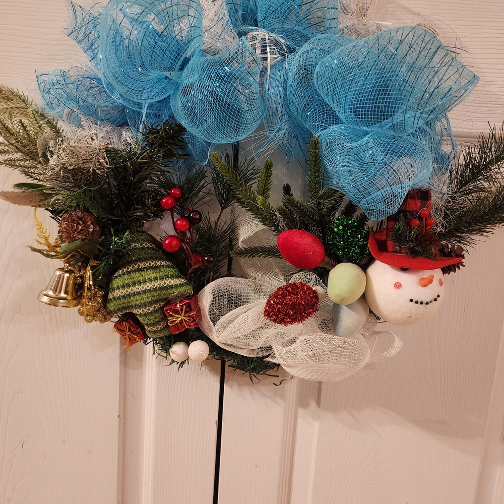 Festive Blue Holiday Wreath